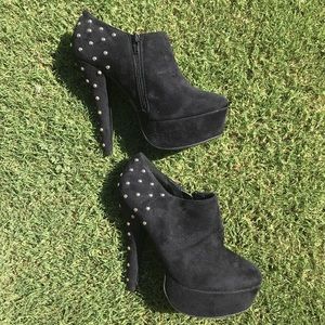 black heeled booties with silver studs  🖤